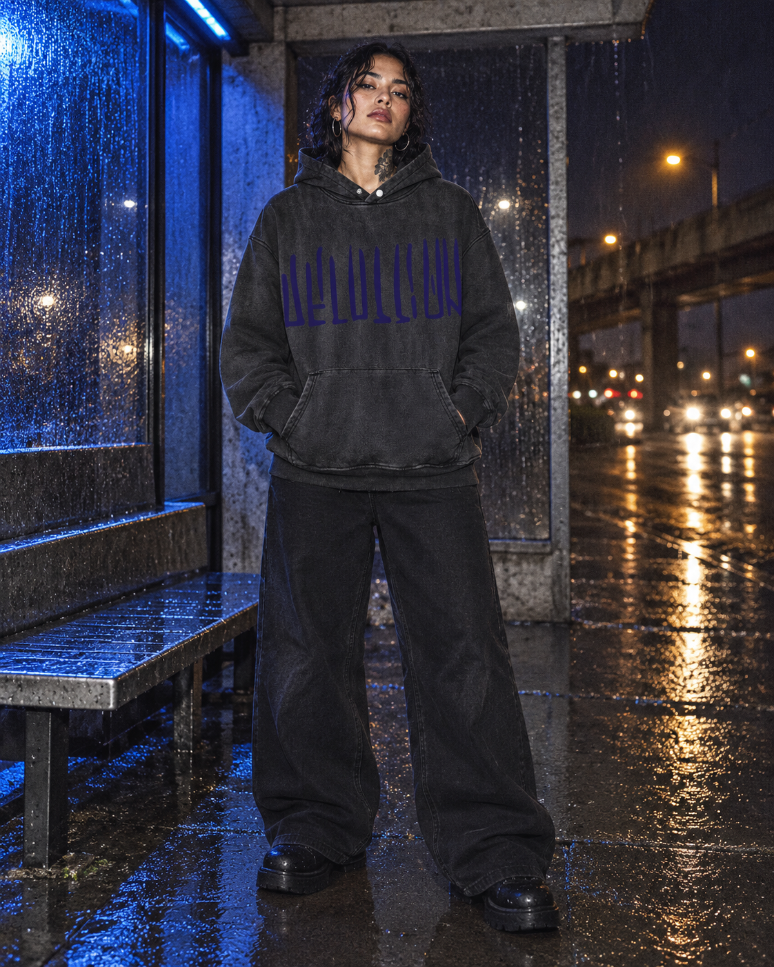 Blue Static Hoodie — DELUSSION editorial