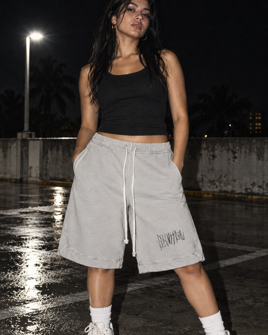 Concrete Fade Shorts — DELUSSION editorial