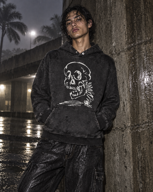 Memento Mori Snap Hoodie — DELUSSION editorial