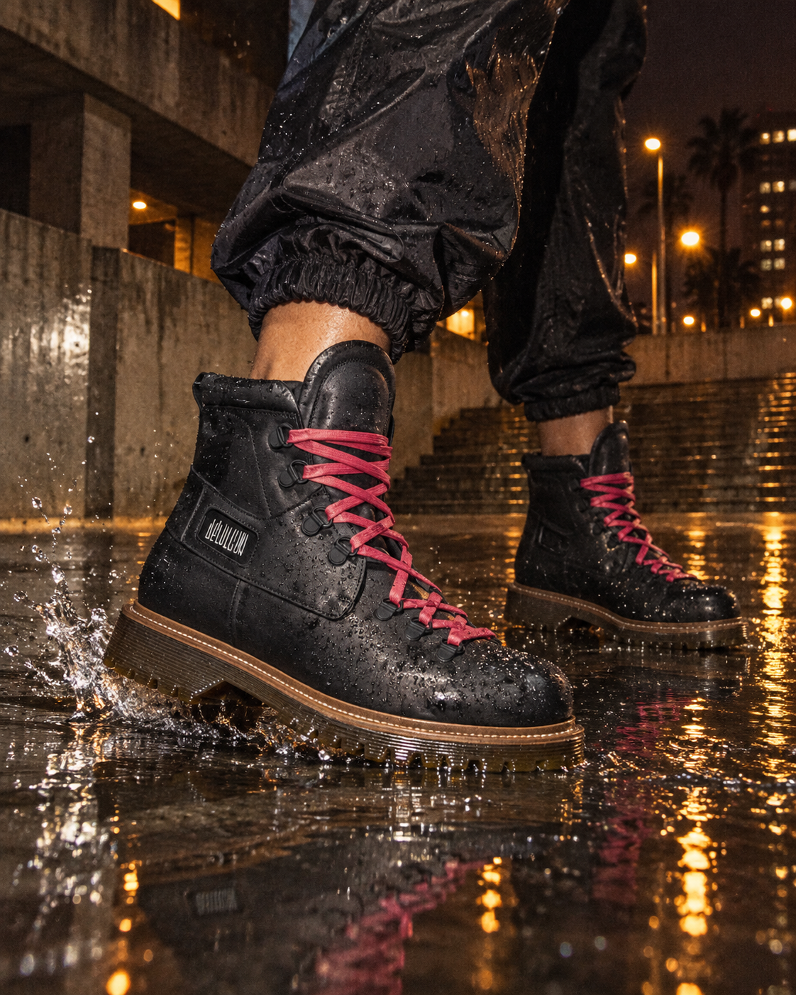 Pink Wire Combat Boot — DELUSSION Tropical Winter editorial