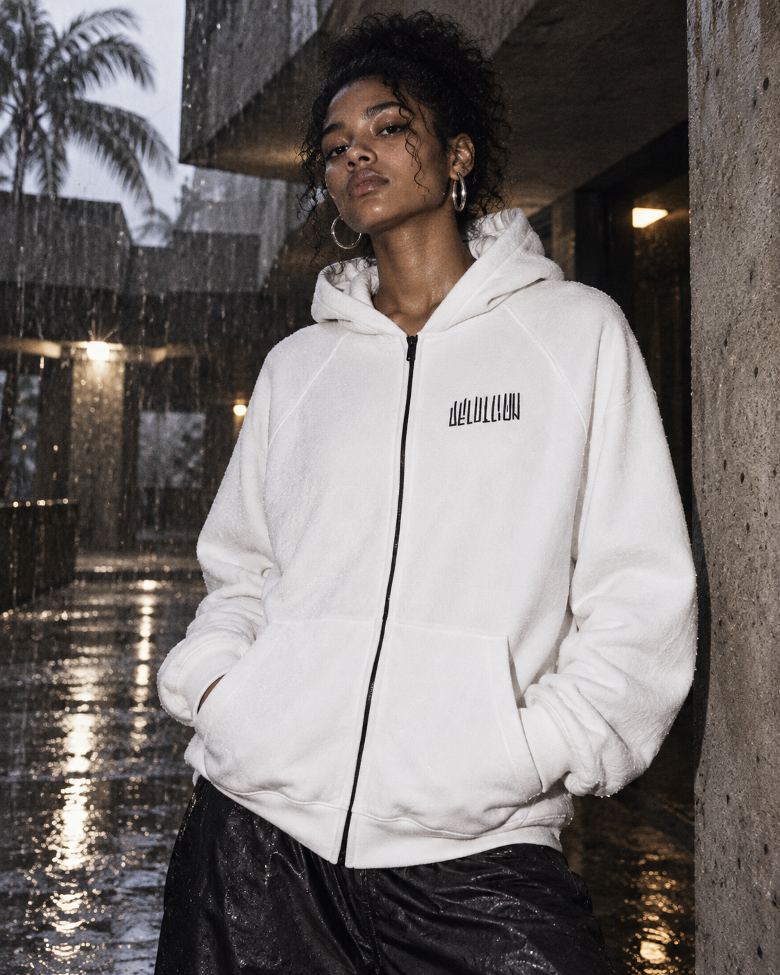 White Noise Zip Hoodie — DELUSSION editorial