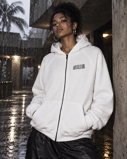 White Noise Zip Hoodie — DELUSSION editorial
