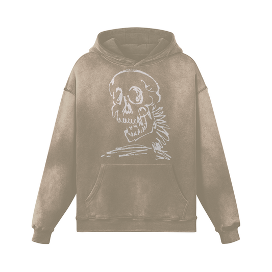 Skull Washed Effect Hoodie